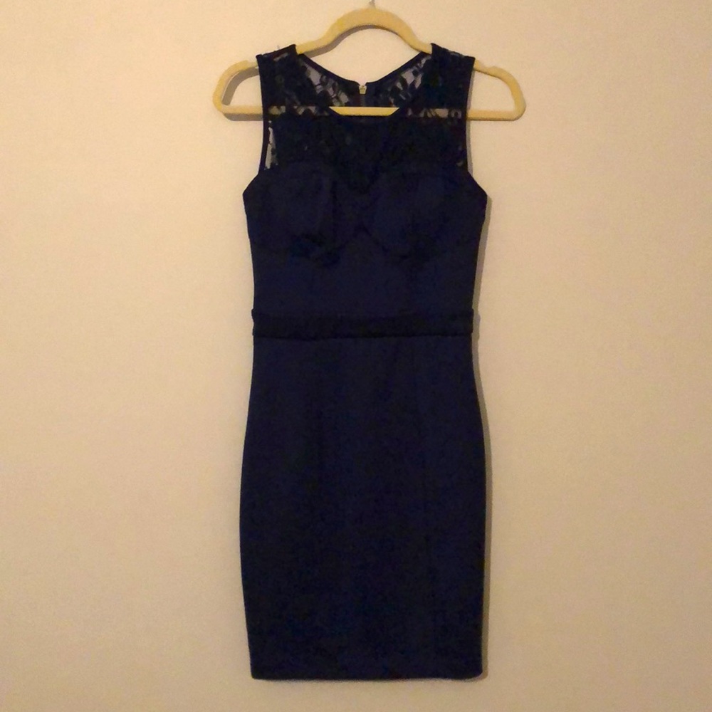 XOXO Sleeveless Lace Top Dress | Navy Blue